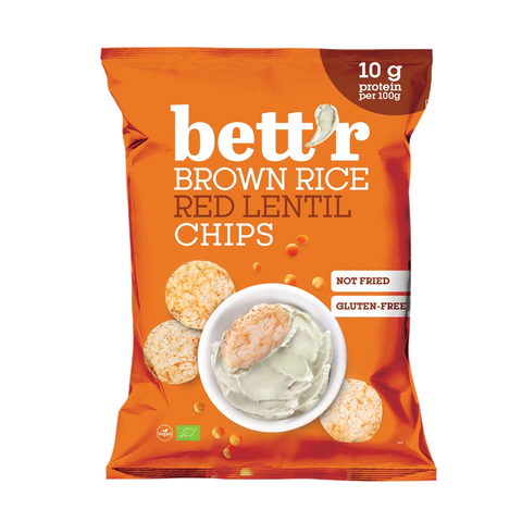 Organic Rice Chips with Red Lentils, 60g, Bett'r