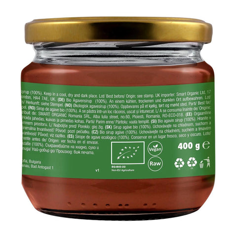 Organic Agave Syrup, Raw, 400g, Dragon Superfoods